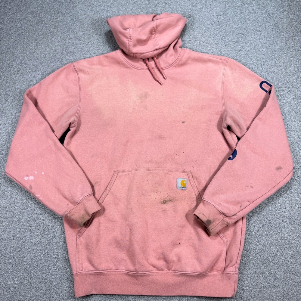 Carhartt Rose Pink Pullover Hoodie with Sleeve Print